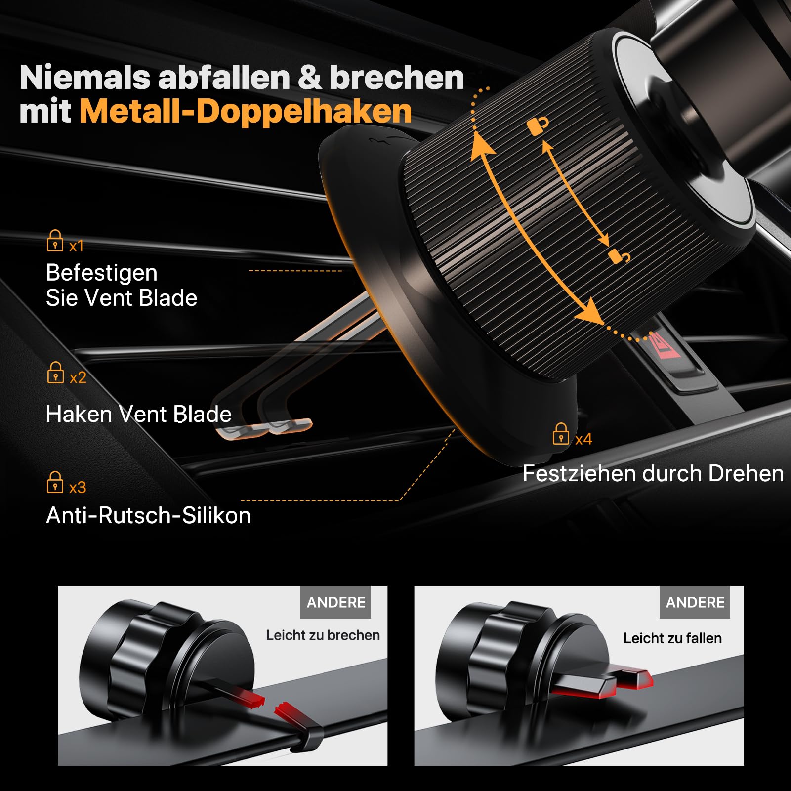 Handyhalterung für die Lüftung